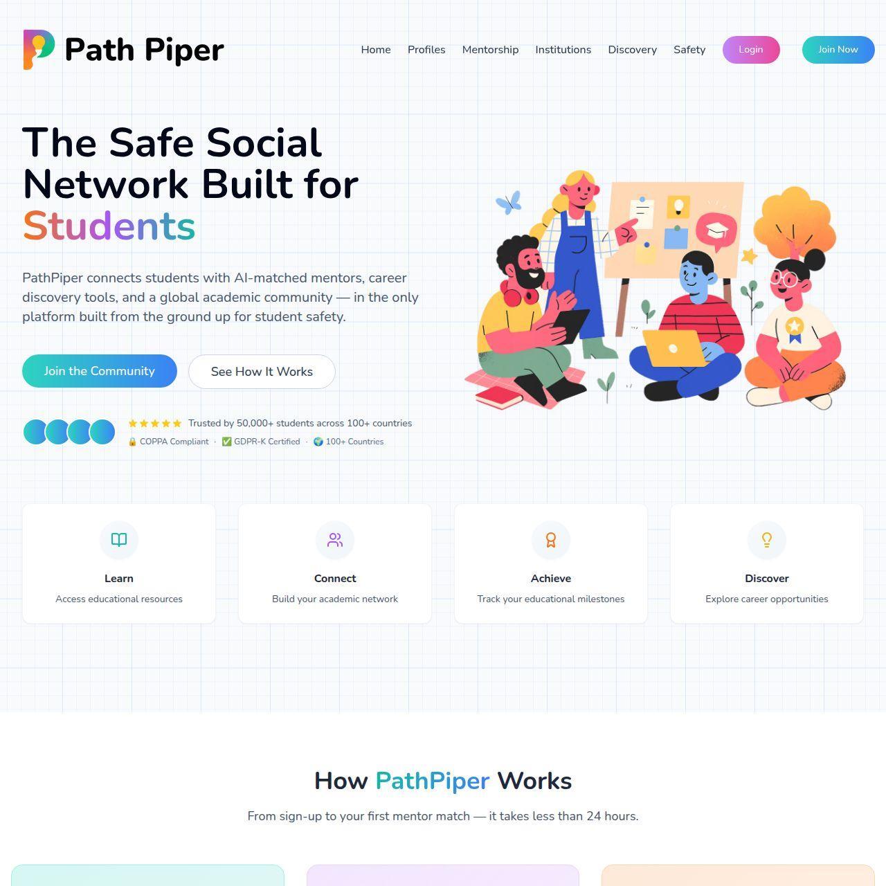PathPiper — Education & Mentorship Platform — product screenshot